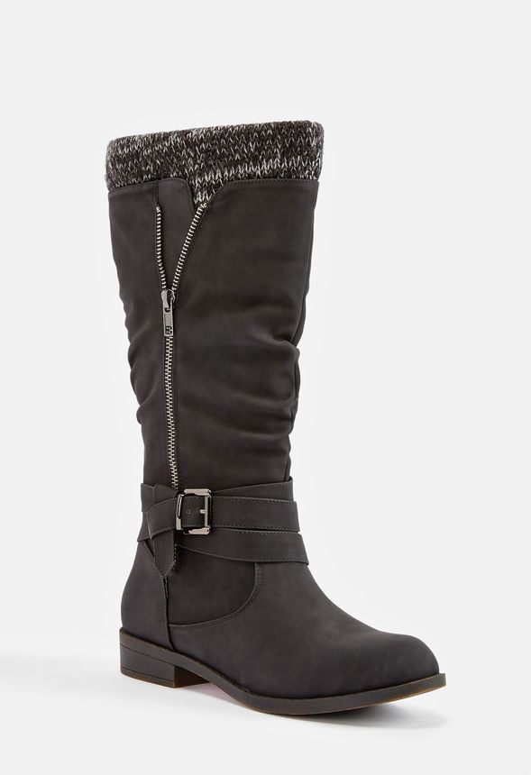 Black sweater 2025 cuff boots