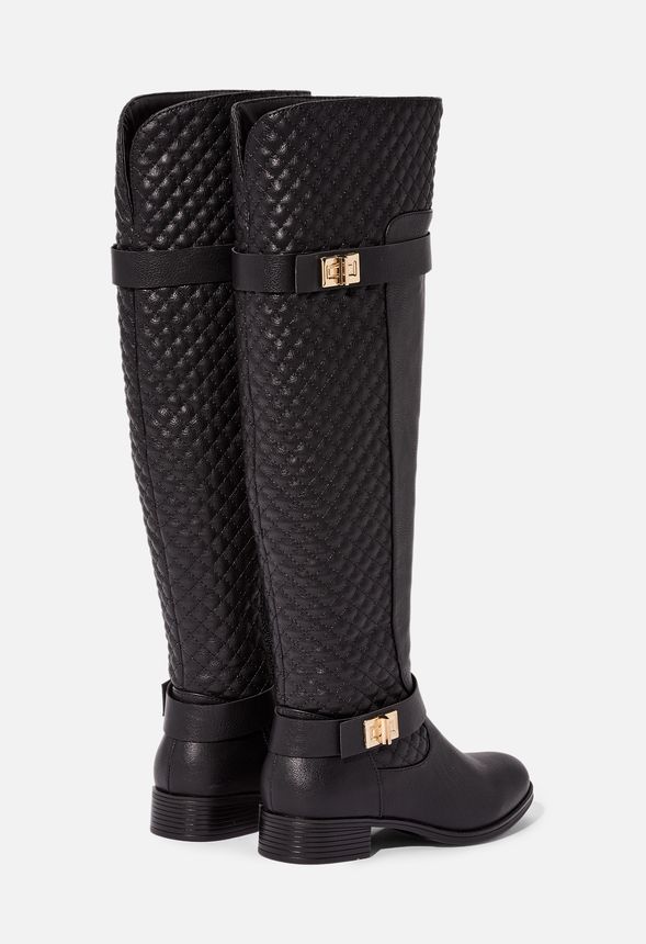 Quilted riding boots sales black