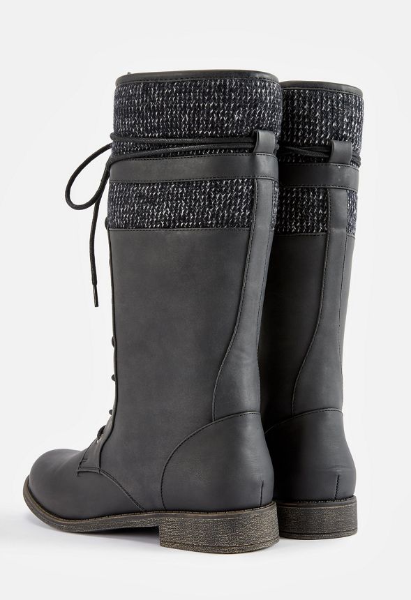 Black boots with sweater cuff best sale