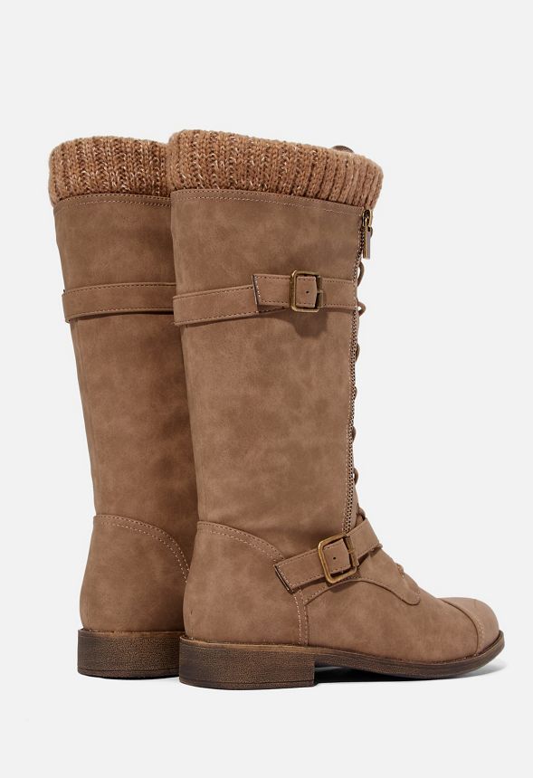 Ezmey Sweater Cuffed Lace-up Boot