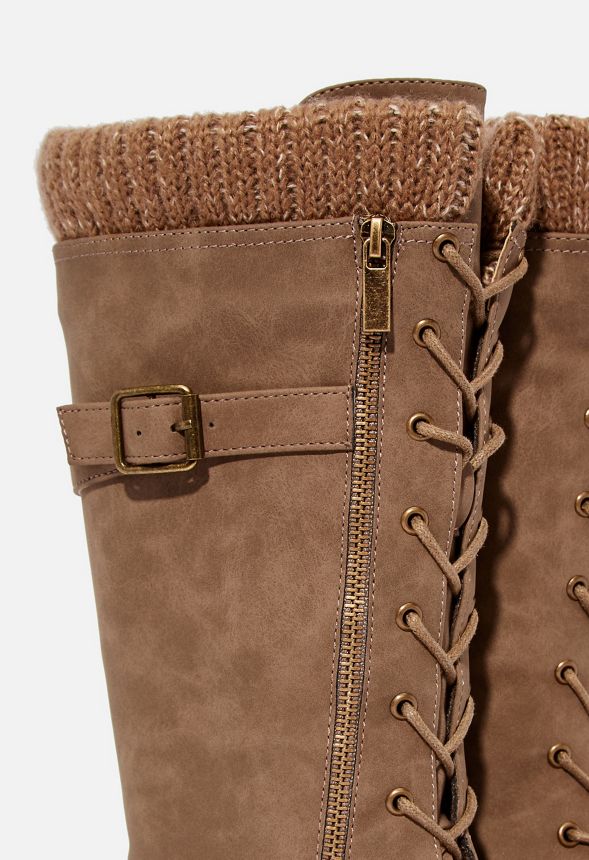 Ezmey Sweater Cuffed Lace-up Boot
