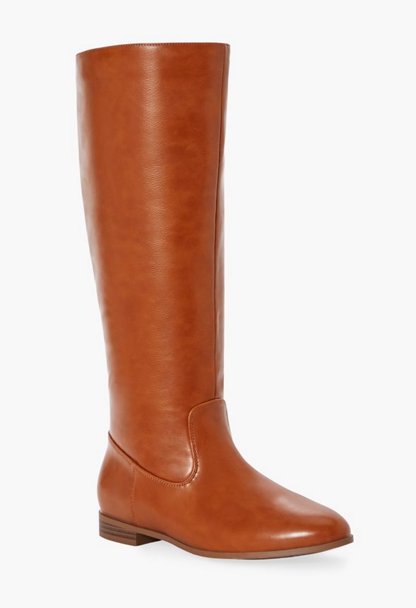 Cognac flat boots hotsell