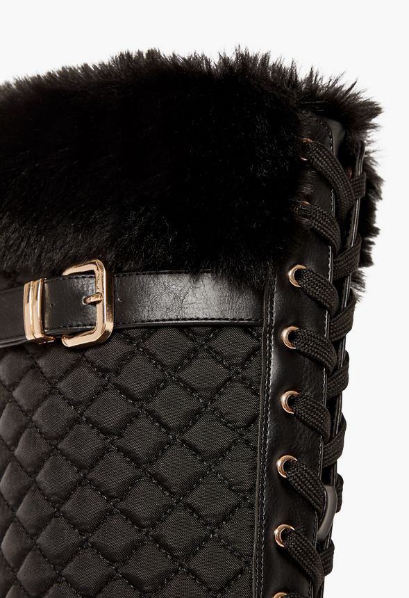 Kalima Quilted Flat Boot Shoes in Black Get great deals at JustFab