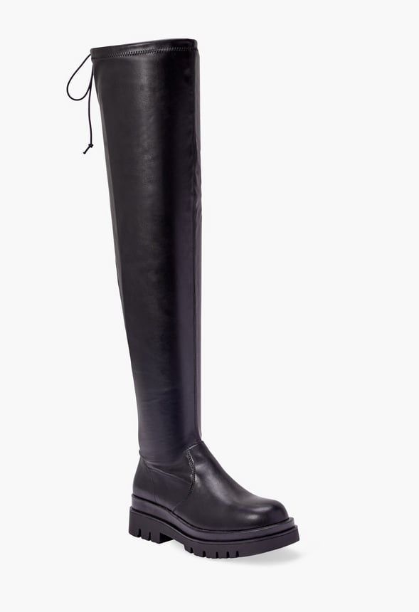 Camila Lug Sole Tall Boot Shoes in BLACK CAVIAR - Get great deals at ...