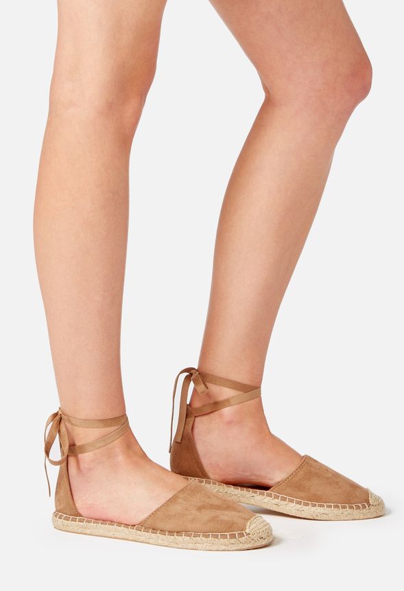 JustFab: Women's Sandals / Flip Flop / Tie Up / Taupe / Flats