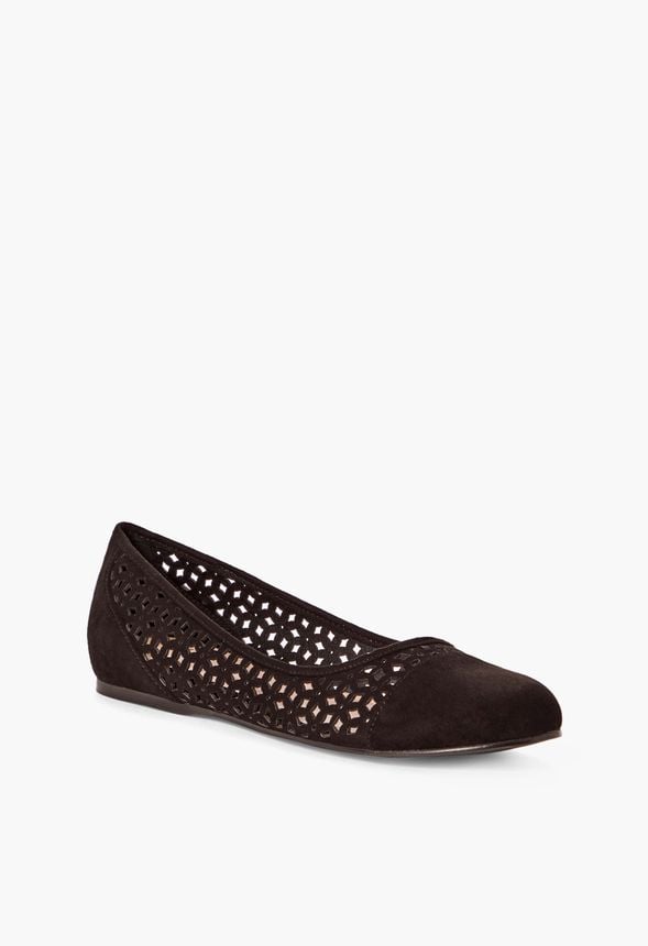 Black perforated suede hot sale women's jutti flats