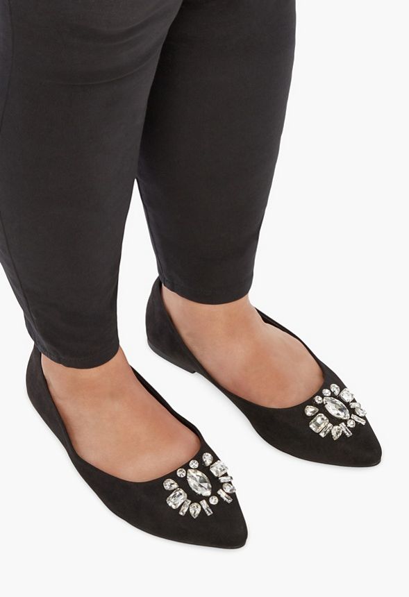 Black hot sale embellished flats