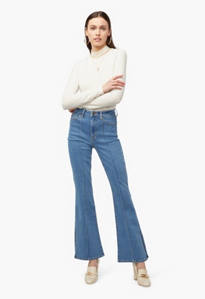 Tøj High Rise Slim Cut Baby Flare Jeans i Medium Wash - Shop ...