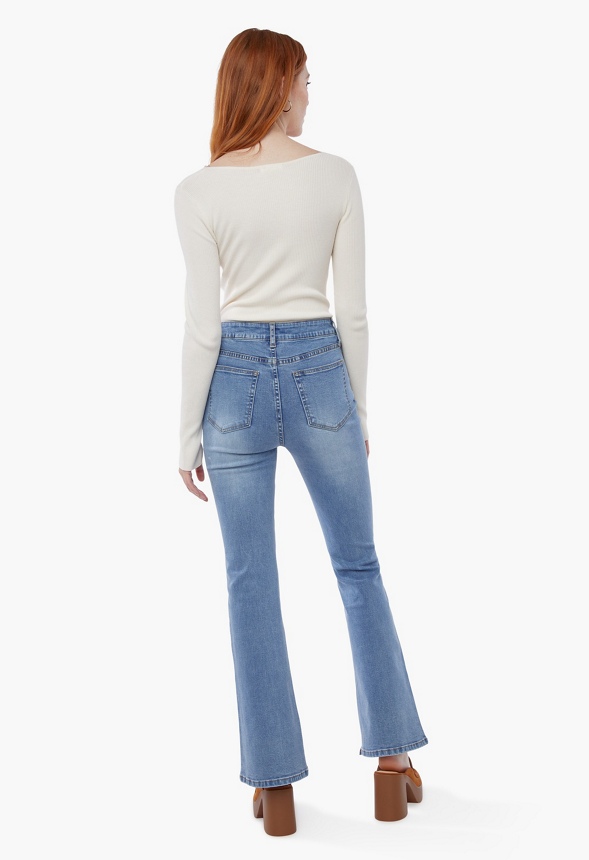 Tummy Tamer Skinny Flare With Slit Jeans