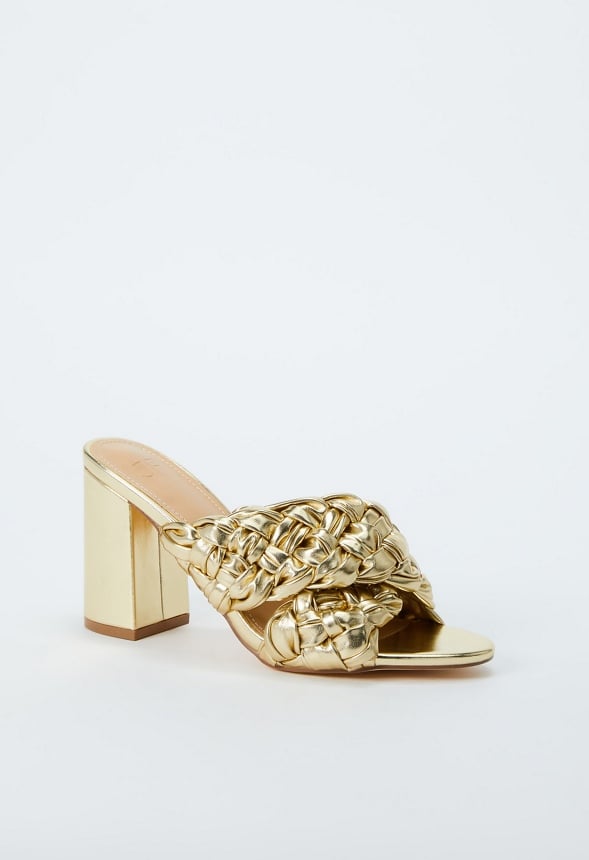 Blair Sandale mit Blockabsatz Schuhe in Gold gunstig online kaufen im JustFab Shop Deutschland