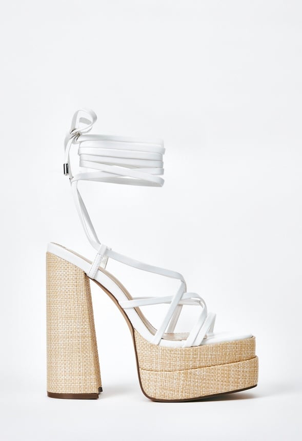 Sienna Block Heeled Platform Sandal Shoes in BRIGHT WHITE Get