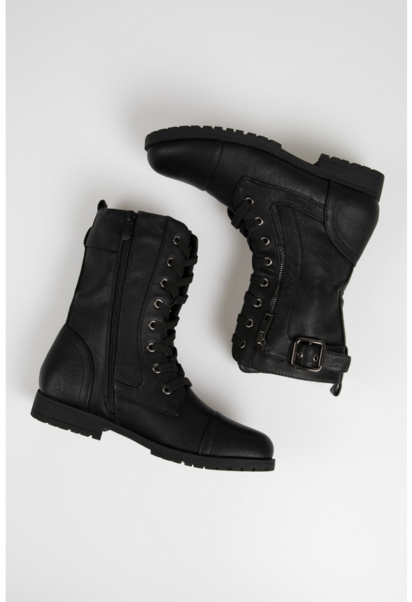 Lace Up Flat Combat Boot