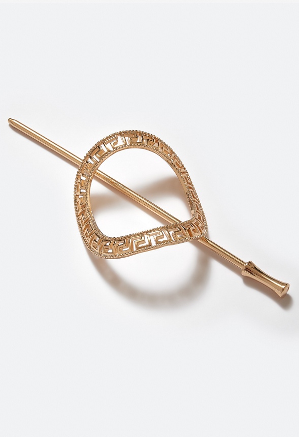 Bella Geometric Cut Out Pattern Hair Ring With Pin
