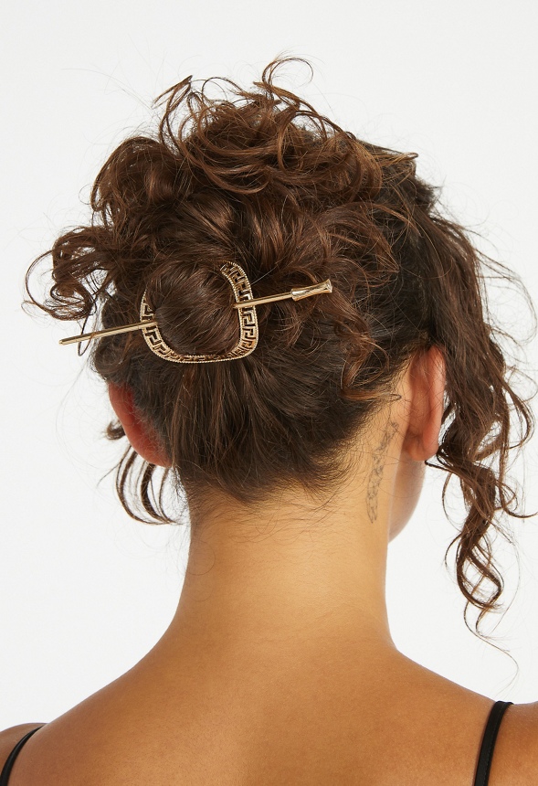 Bella Geometric Cut Out Pattern Hair Ring With Pin