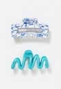 2-Pack Blair Blue Mix Wave And Rectangle Hair Claws