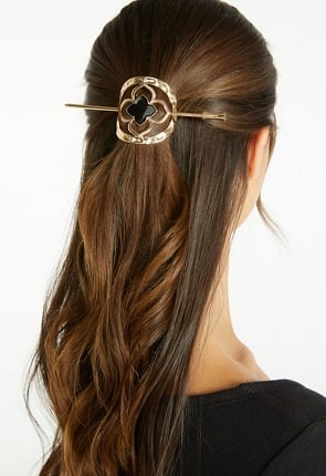 Xia Enamel Clover Metal Hair Ring With Pin