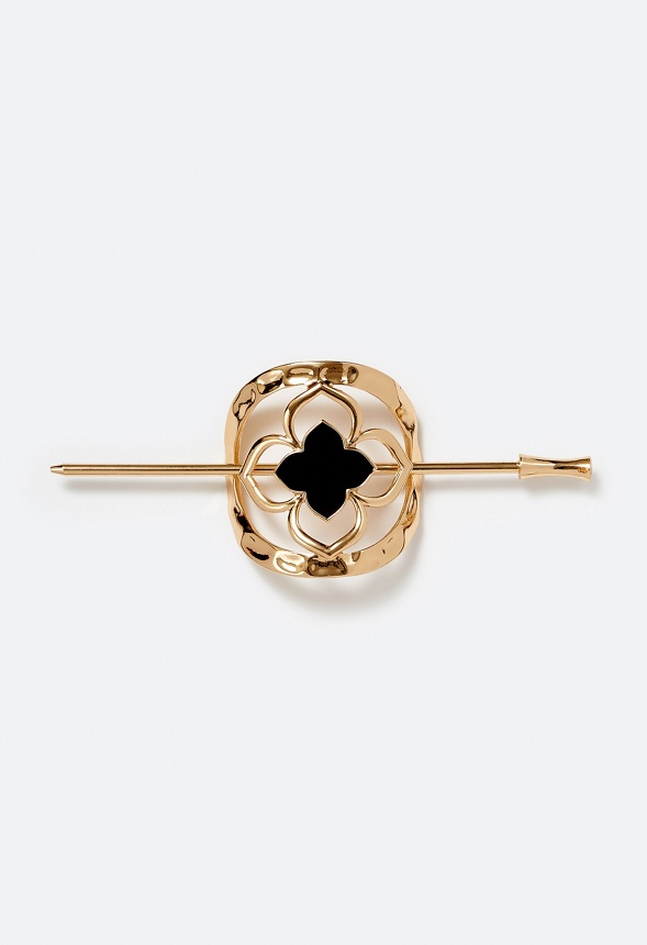 Xia Enamel Clover Metal Hair Ring With Pin