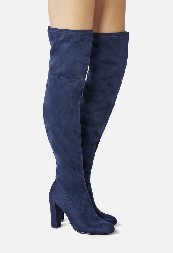 navy blue wide calf knee high boots