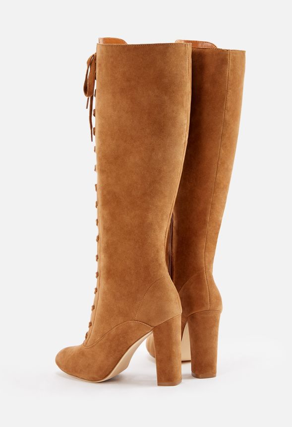 Skor Ardenne Högklackade boots med snörning i Camel Skor Ardenne Höga stövlar med snörning i Ardenne Höga