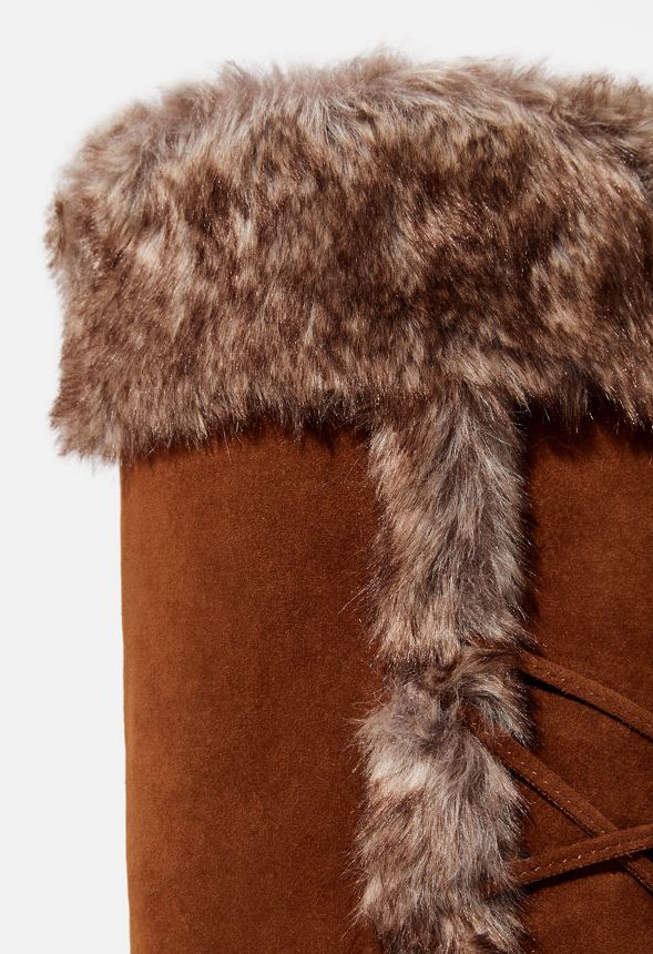 cynthia faux fur wedge boot