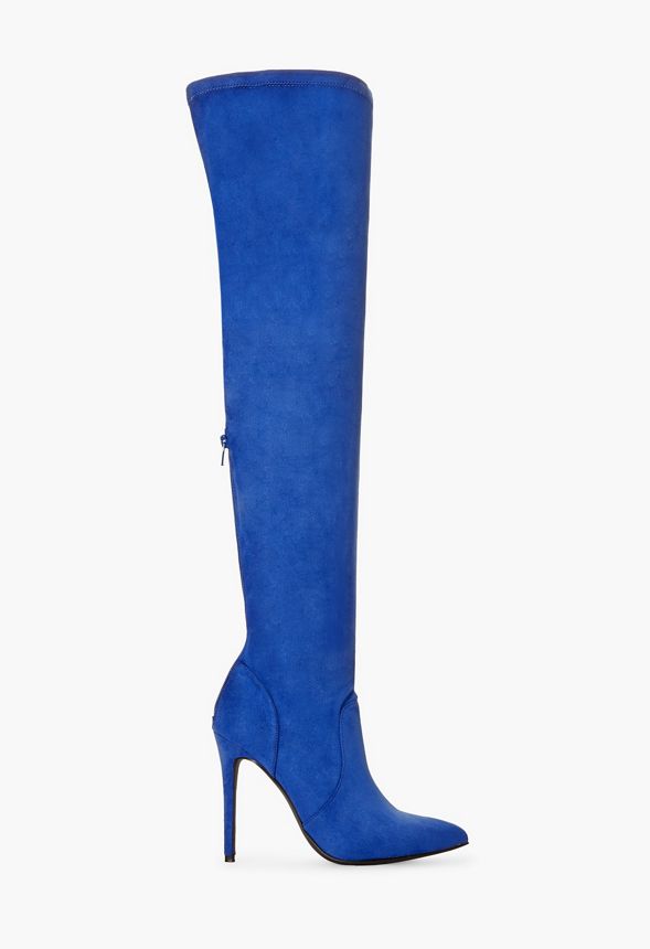 Strut Around Stretch Stiletto Boot Shoes in Blue - Get great deals at ...