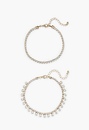 Emmy Anklet Set With Glass Rhinestone Drops And Chain