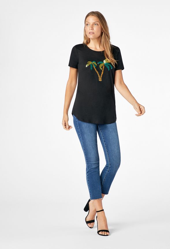 Palm Tree Embellished Tee