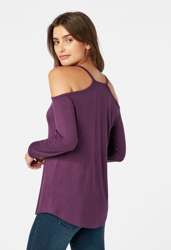 Long sleeve cold outlet shoulder