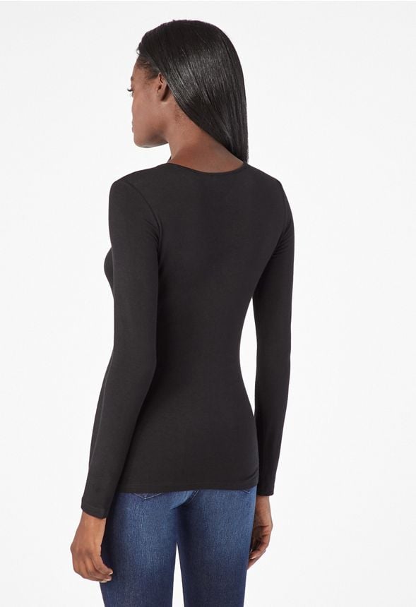 Wide Neck Knit Top Clothing in Black - Get great deals at JustFab