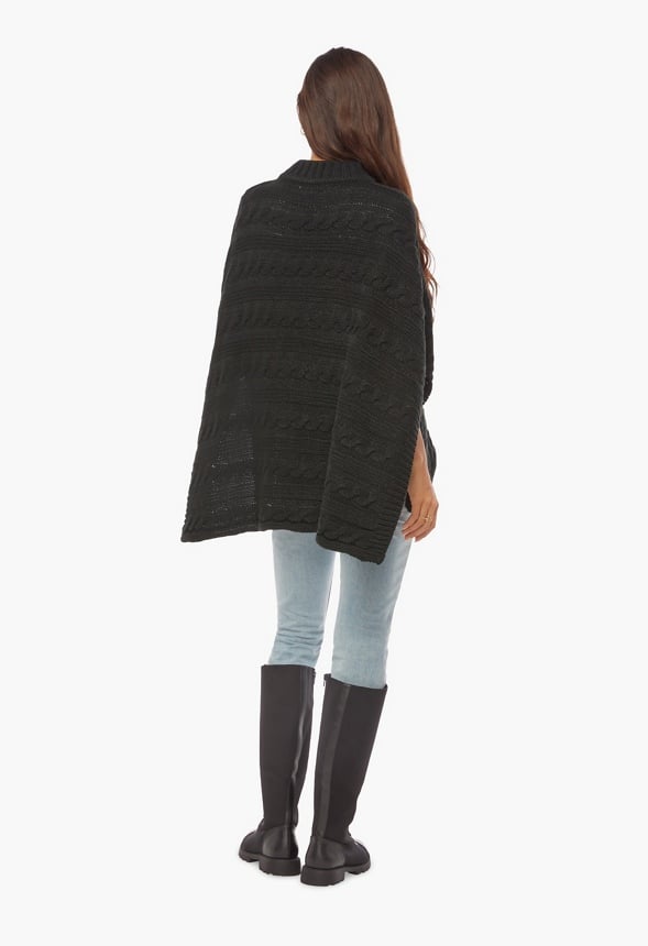 Accessories Cable Knit Ruana i Sort - Shop fabelagtige deals hos JustFab