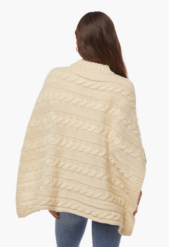 Accessories Cable Knit Ruana i Elfenben Shop fabelagtige deals hos