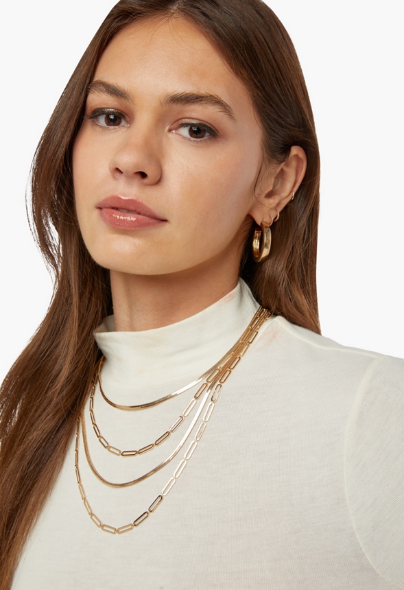 Paperclip Chain Layered Necklace Accessories in Gold Get great deals