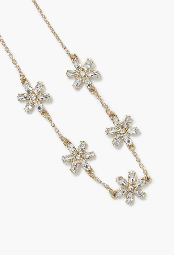 Milena Statement-Halskette mit Glassteinen und Blumen