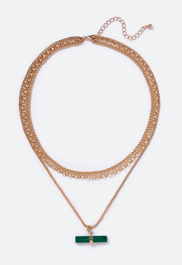 Kylie Malachite Charm Layer Necklace