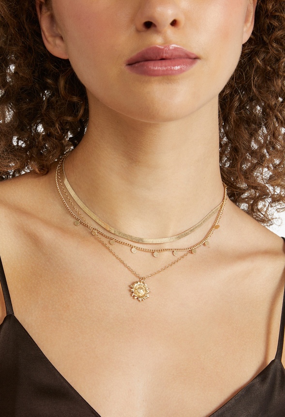 Emilia Mehrreihige Halskette mit Sonnenblumenmotiv