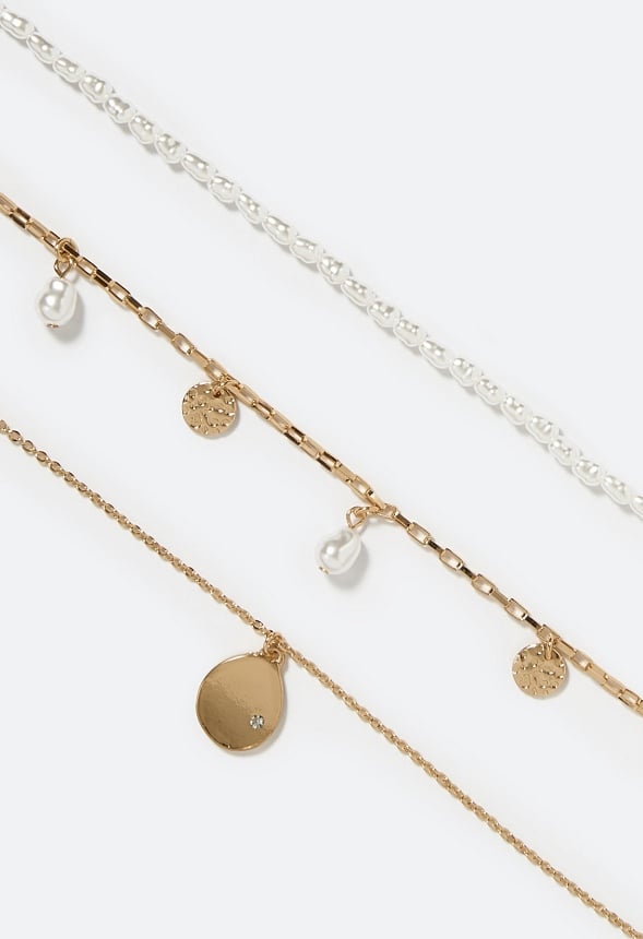 Kairi Organic Pearl and Mini Disc Layered Necklace