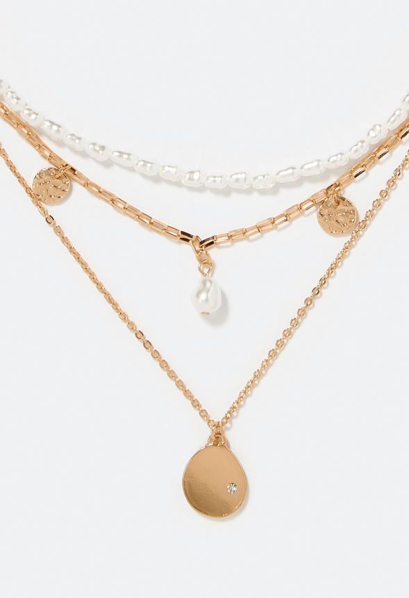 Kairi Organic Pearl and Mini Disc Layered Necklace