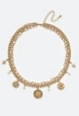 Evie 2 Rows Charm Necklace With Celestial Coins & Glass Pearls