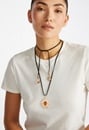 Gracie Suede Cord Necklace With Hammered Metal Sun Drop