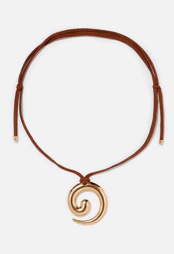 Lois Spiral Drop On Faux Suede Cord Necklace