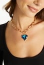 2-Row Mara Link Chain Necklace With Heart Drop