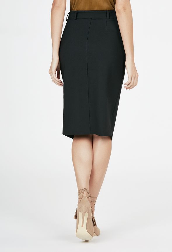 Kläder Belted Pencil Skirt i Svart - Fantastiska erbjudanden hos JustFab