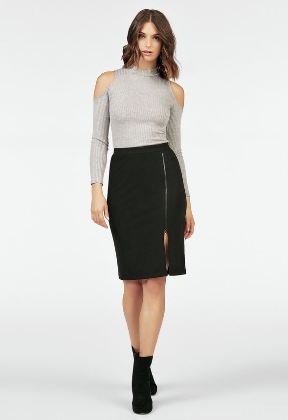 Side zipper midi pencil skirt sale