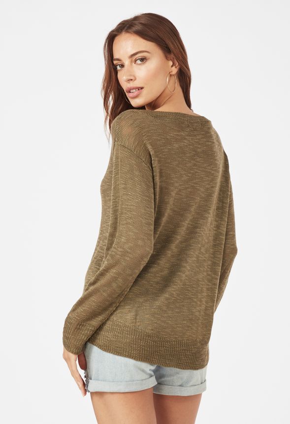 Light Weight Off Shoulder Pullover