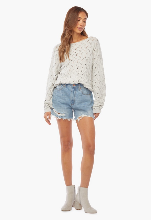 Twist Back Pointelle Sweater