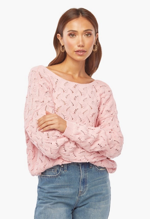 Pink pointelle sweater best sale