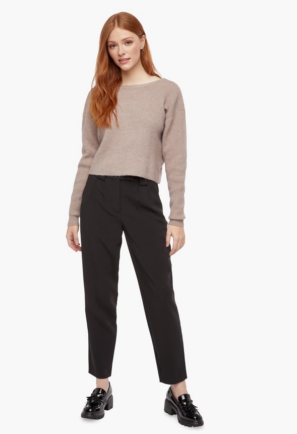 Cosy Twist Back Jumper Clothing in Taupe Get great deals at JustFab