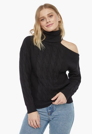 One Shoulder Cable Sweater