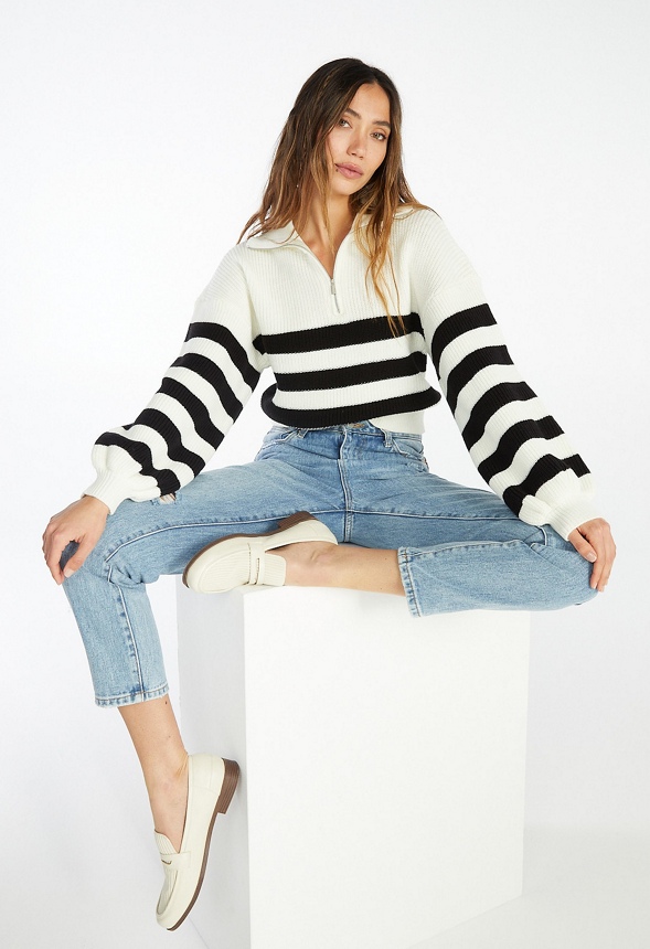 Half Zip Stripe Sweater