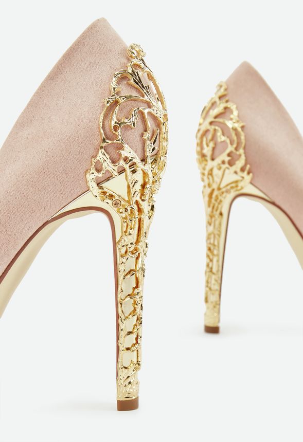 Sarina Embellished Heel Court Shoes in Blush - Get great deals at JustFab
